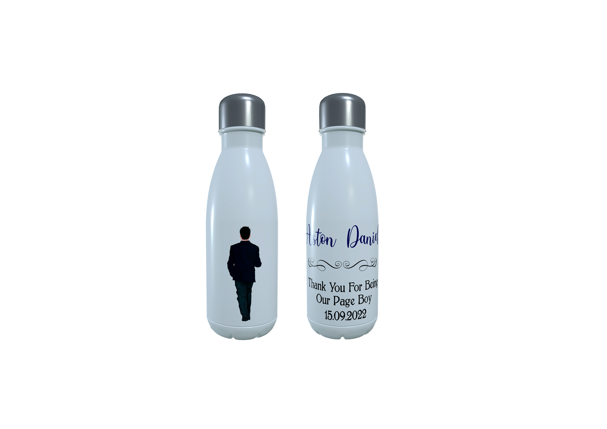 Page Boy Personalised Water Bottle, Custom Page Boy Bottle